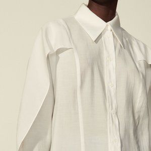 Sandro - Oversized cape shirt with ruffles (White)